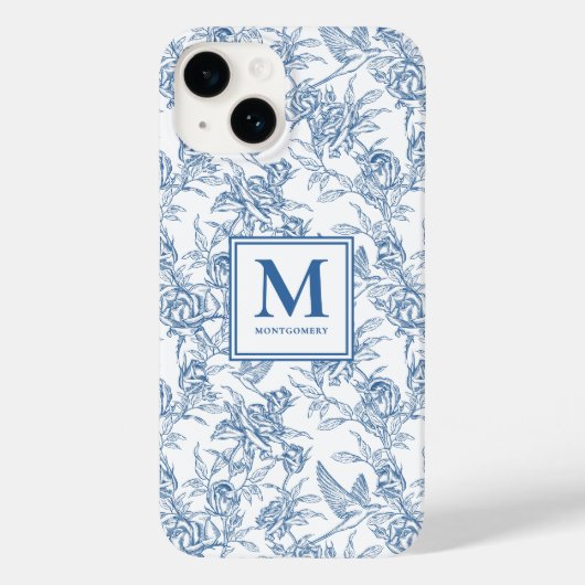 Blue French Toile Name Case-Mate iPhone Hülle (Rückseite)