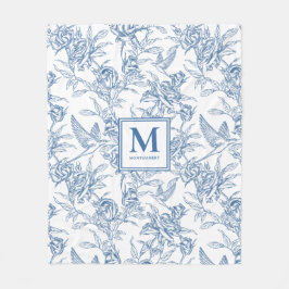 Blue French Toile Name Fleecedecke