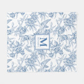 Blue French Toile Name Fleecedecke (Vorderseite (Horizontal))