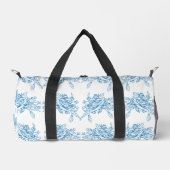 Blue French Toile Pattern Duffle Bag (Vorderseite)
