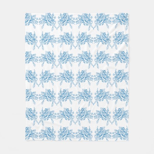 Blue French Toile Pattern Fleecedecke (Vorderseite)