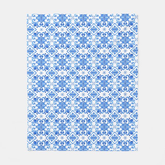 Blue French Toile Pattern Fleecedecke (Vorderseite)