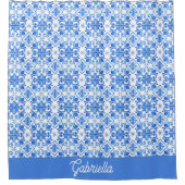 Blue French Toile Pattern Name Duschvorhang (Vorderseite)