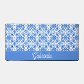 Blue French Toile Pattern Name Schreibtischunterlage (Vorderseite)