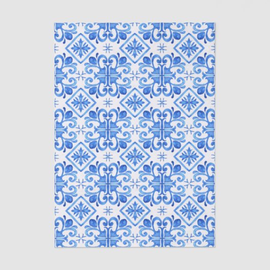 Blue French Toile Pattern Seidenpapier (Vorderseite)