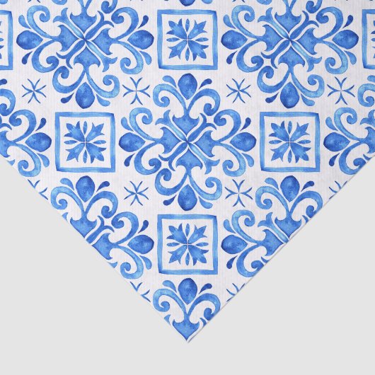 Blue French Toile Pattern Seidenpapier (Ausschnitt)