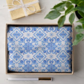 Blue French Toile Pattern Seidenpapier (Geschenk)
