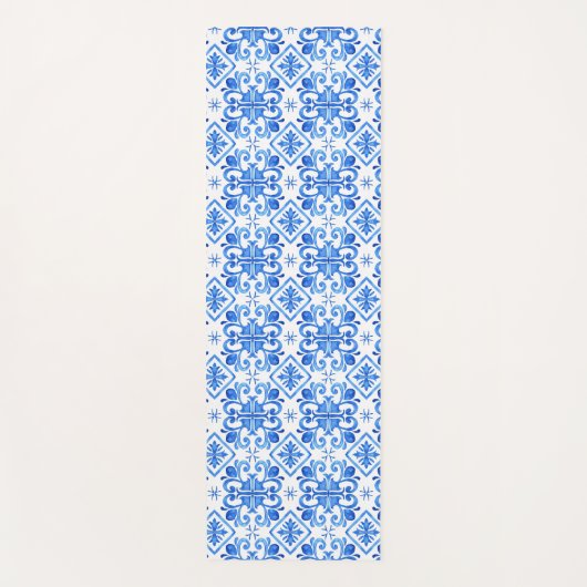Blue French Toile Pattern Yogamatte (Vorderseite)