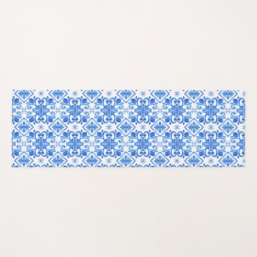 Blue French Toile Pattern Yogamatte (Vorderseite (Horizontal))