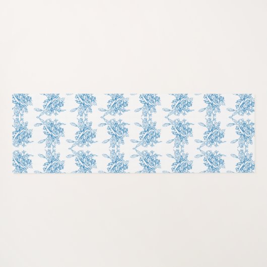 Blue French Toile Pattern Yogamatte (Rückseite (Horizontal))