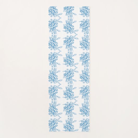 Blue French Toile Pattern Yogamatte (Vorderseite)