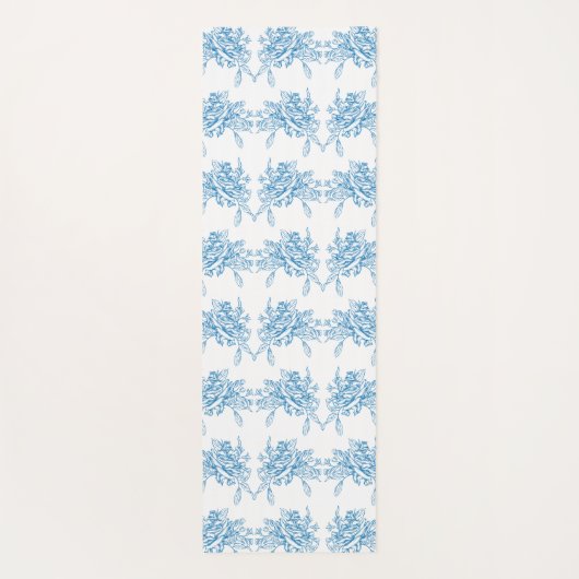 Blue French Toile Pattern Yogamatte (Rückseite)