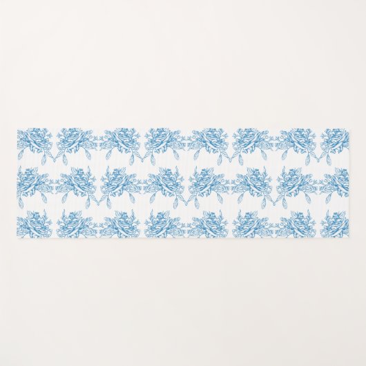 Blue French Toile Pattern Yogamatte (Vorderseite (Horizontal))