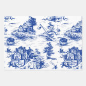Blue French Toile Round Geschenkpapier Set (Vorderseite 2)