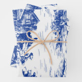 Blue French Toile Round Geschenkpapier Set (Beispiel)
