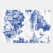 Blue French Toile Round Geschenkpapier Set (Vorderseite)