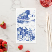 Blue French Toile Round Serviette (Beispiel)