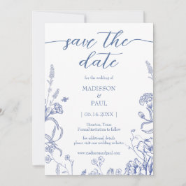 Blue French Victorian Vintage  Save The Date
