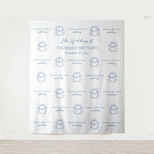 Blue French Vintage Victorian Backdrop banner Wandteppich (Vorderseite)