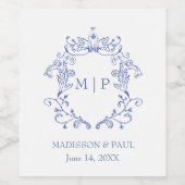 Blue French Vintage Victorian  Weinetikett (Einzelnes Label)