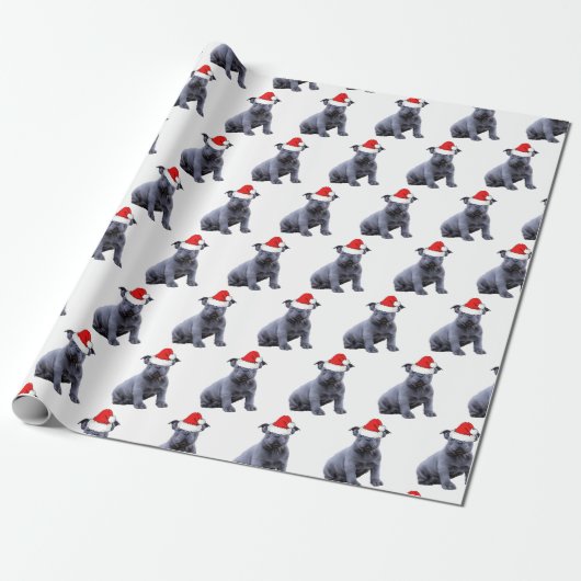 Blue Frenchie Bulldog Weihnachtsmannmütze Geschenkpapier (Ungerollt)