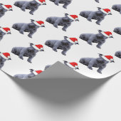 Blue Frenchie Bulldog Weihnachtsmannmütze Geschenkpapier (Ecke)
