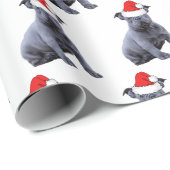 Blue Frenchie Bulldog Weihnachtsmannmütze Geschenkpapier (Rolleneckpunkt)