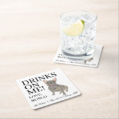 Blue Frenchie French Bulldog Wedding Rechteckiger Pappuntersetzer (Vor Ort)