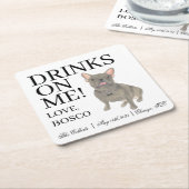 Blue Frenchie French Bulldog Wedding Rechteckiger Pappuntersetzer (angewinkelt)