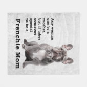 Blue Frenchie Mama Fleecedecke (Vorderseite (Horizontal))