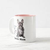 Blue Frenchie Mama Zweifarbige Tasse (Vorderseite Links)