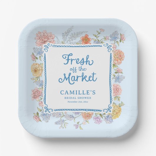 Blue Fresh off Market Brautparty Pappteller (Vorderseite)