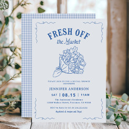 Blue Fresh off The Market Garden Brautparty Einladung