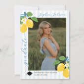 Blue Freshly Lemon Citrus Graduation Announcement Einladung (Vorderseite)