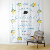 Blue Freshly Lemon Citrus Graduation Decor Wandteppich (Beispiel)