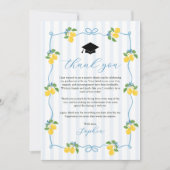Blue Freshly Lemon Citrus Graduation Party Dankeskarte (Vorderseite)