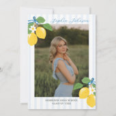 Blue Freshly Lemon Citrus Graduation Party Dankeskarte (Rückseite)