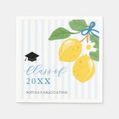 Blue Freshly Lemon Citrus Graduation Party Serviette (Vorderseite)