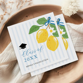 Blue Freshly Lemon Citrus Graduation Party Serviette