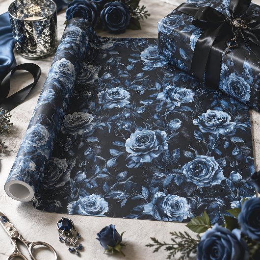 Blue Friedhof Rose Gothic Occult Geschenkpapier