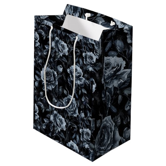 Blue Friedhof Rose Gothic Occult Mittlere Geschenktüte (Rückseite Schrägansicht)