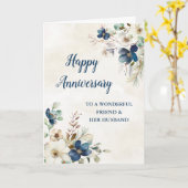 Blue Friend und Husband Wedding Anniversary Karte (Gelbe Blume)