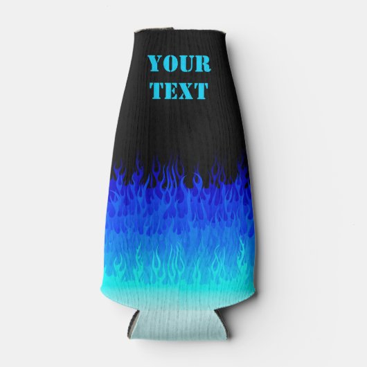 Blue Frisierte Auto Flames Flaschenkühler (Vorderseite)