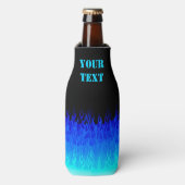 Blue Frisierte Auto Flames Flaschenkühler (Flaschenvorderseite)