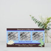 Blue Frog und Lotus Birth Ankündigung (Stehend Vorderseite)