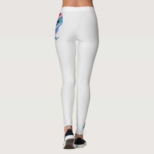 Blue frog with Santa hat. Leggings (Rückseite)