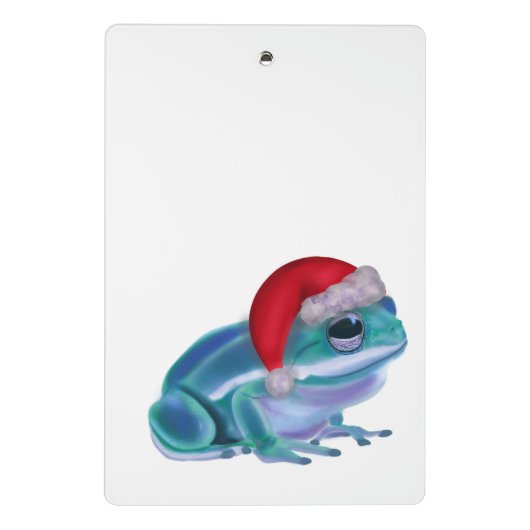 Blue frog with Santa hat. Mini Klemmbrett (Rückseite)