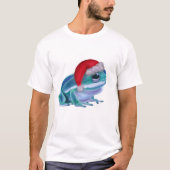 Blue frog with Santa hat. T-Shirt (Vorderseite)