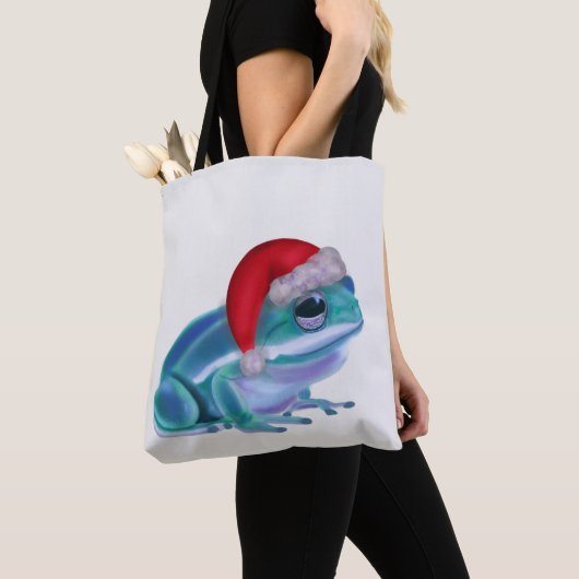 Blue frog with Santa hat. Tasche (Von Nahem)