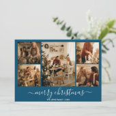 Blue Frohe Weihnachten 5-Foto-Urlaubskarte (Stehend Vorderseite)